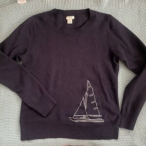 J. Crew Navy Sailboat Crewneck Sweater
